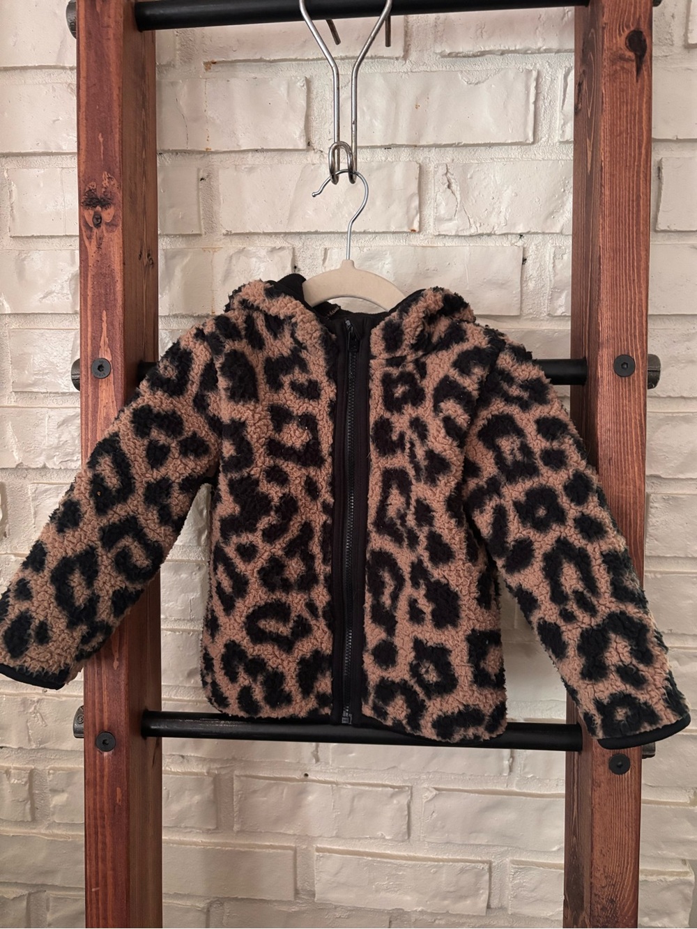 Joe Fresh Kids Leopard Print Hooded Puffer Jacket - Brown & Black